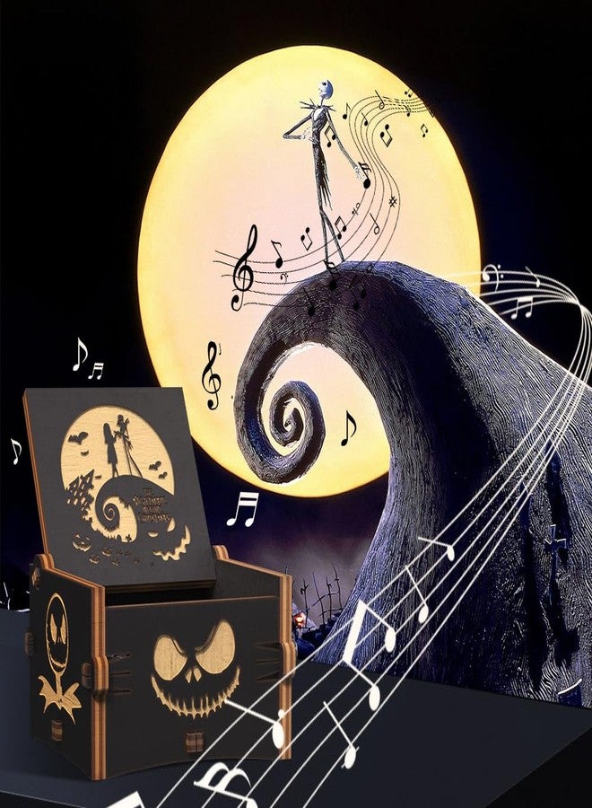Ucuber Before Christmas Music Box, Engraved Mini Wood Music Box Gift, Melody This is Halloween, Home Decor for Halloween Valentines Christmas Boys and Girls - Image 2